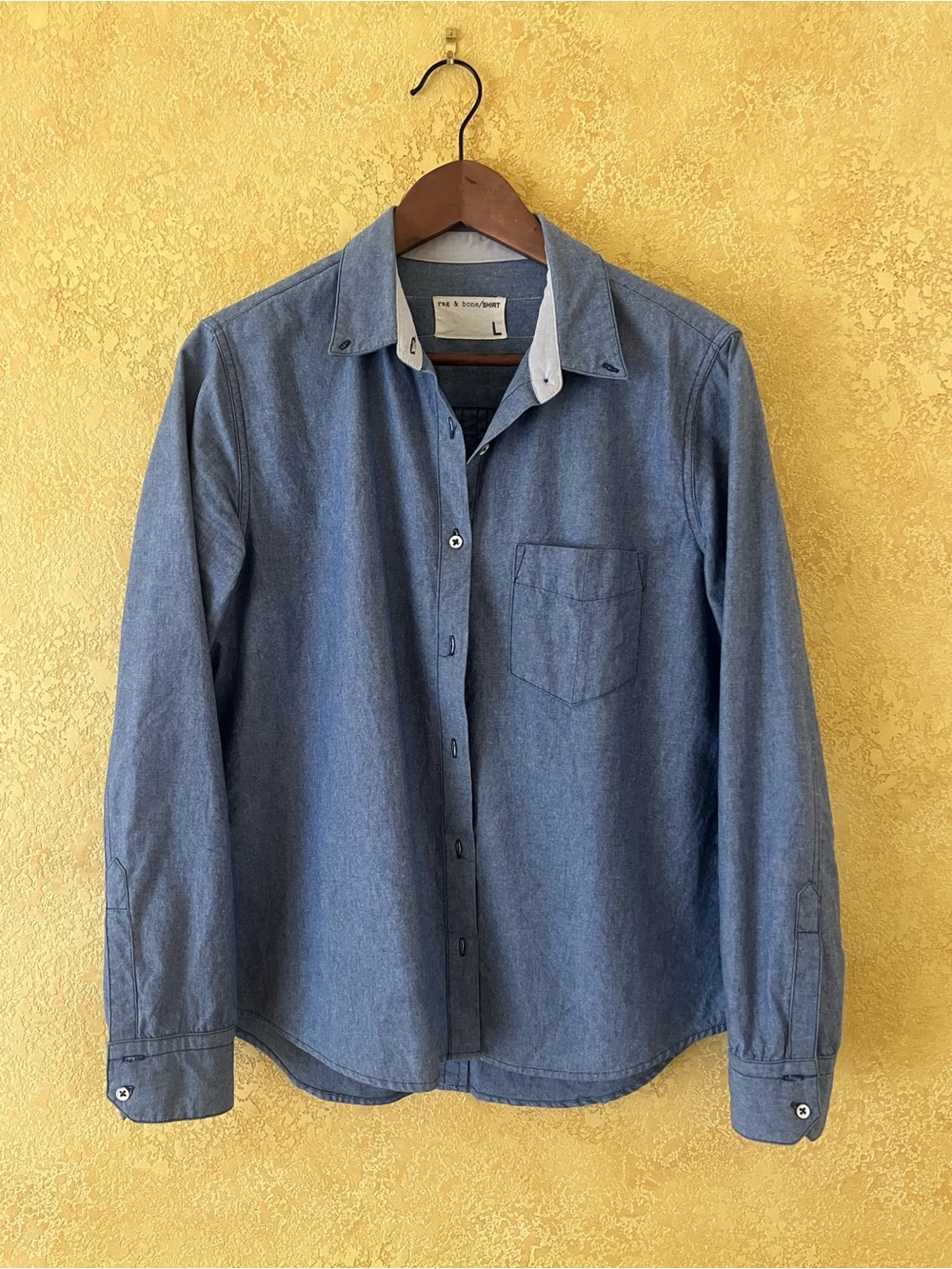 Rag & Bone Blue Chambray Button-Down Shirt
